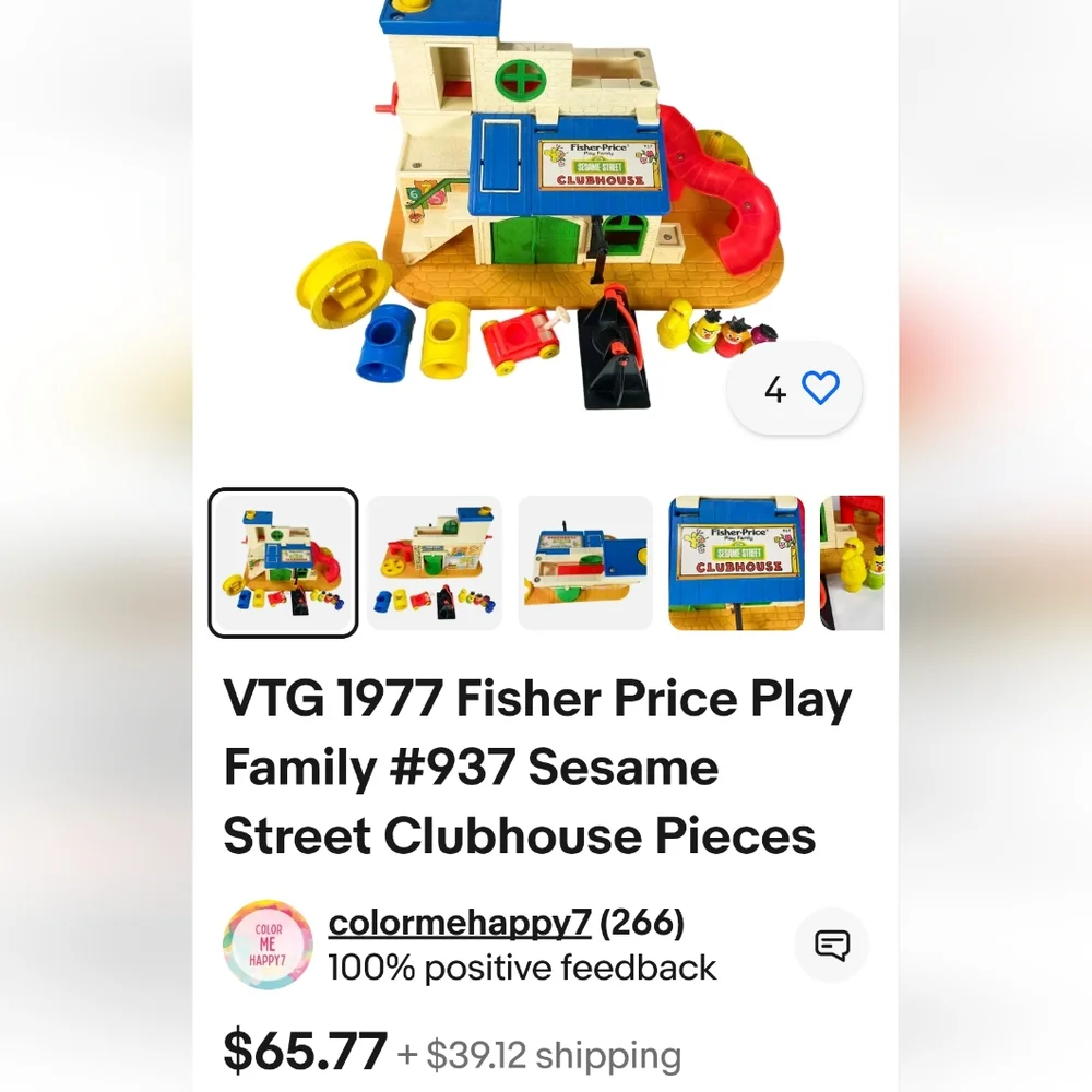 #7 Sesame Street Clubhouse #937, & figures, little people Fisher Price
